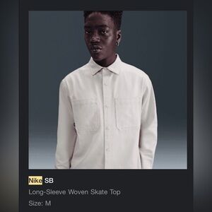 Nike SB White Long-Sleeve Woven Skate Top